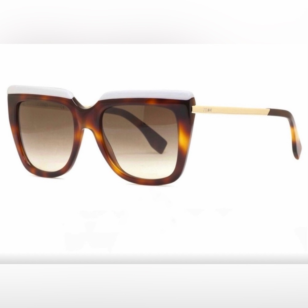 New FENDI FF 0087/S CUMJD 53mm White Tortoise Oversized Womens Sunglasses Italy